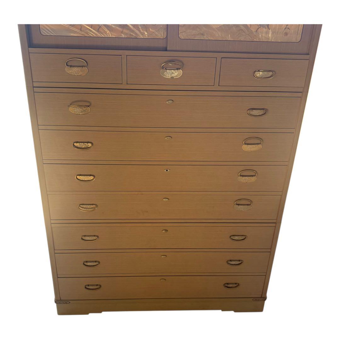 桐箪笥 7段＋上段引き戸収納 和箪笥 着物チェスト 外装：合板 / 内部：桐材