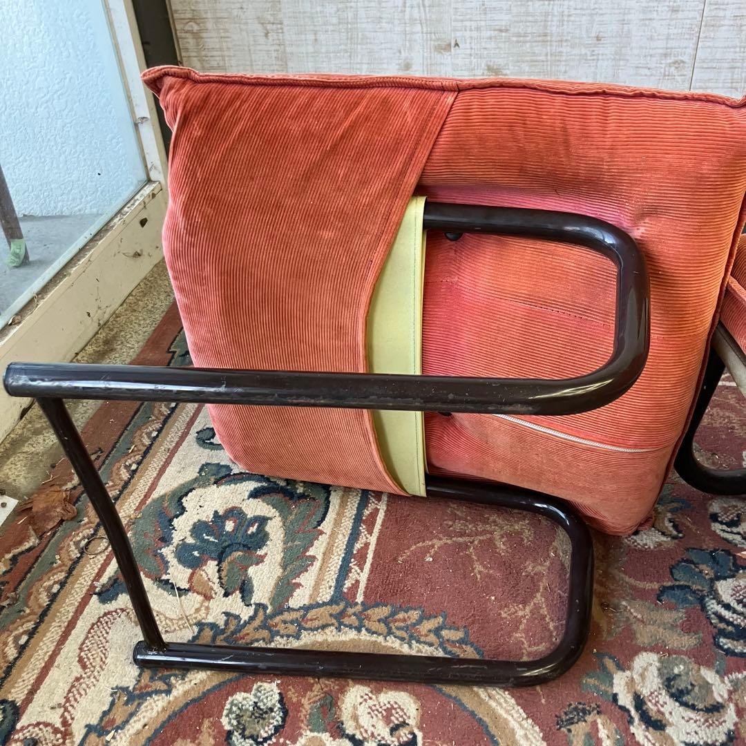 北欧レトロ フクキン ベロアリクライニングチェア アームチェア オットマン付き