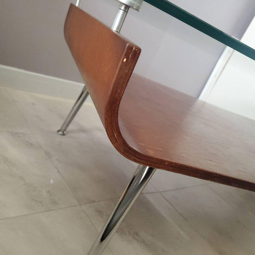 東谷 ミッドセンチュリー センターテーブル 曲げ木 ガラステーブル ブラウン