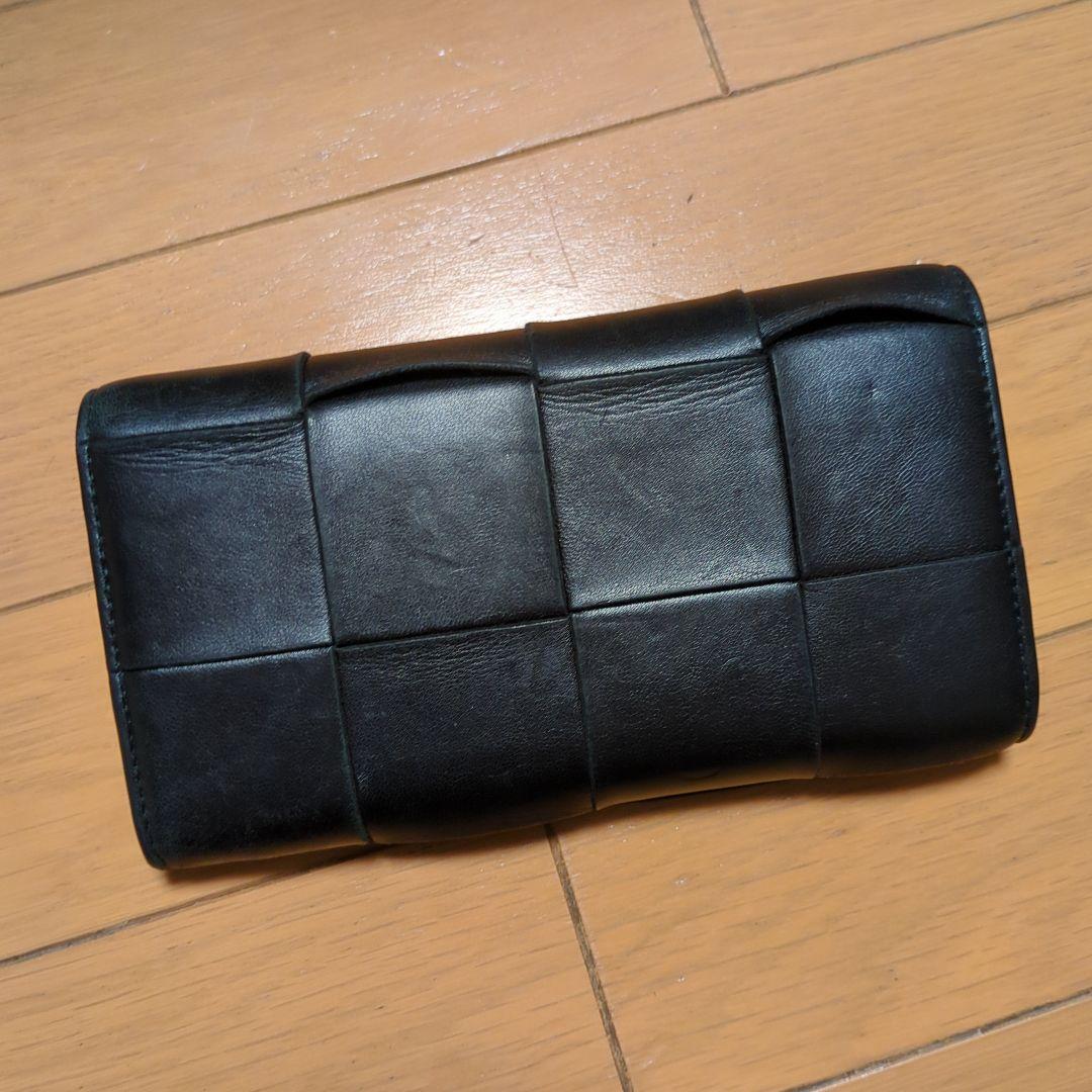 最終値下げ　ボッテガヴェネタ　マキシイントレチャートカセット　長財布　ブラック
