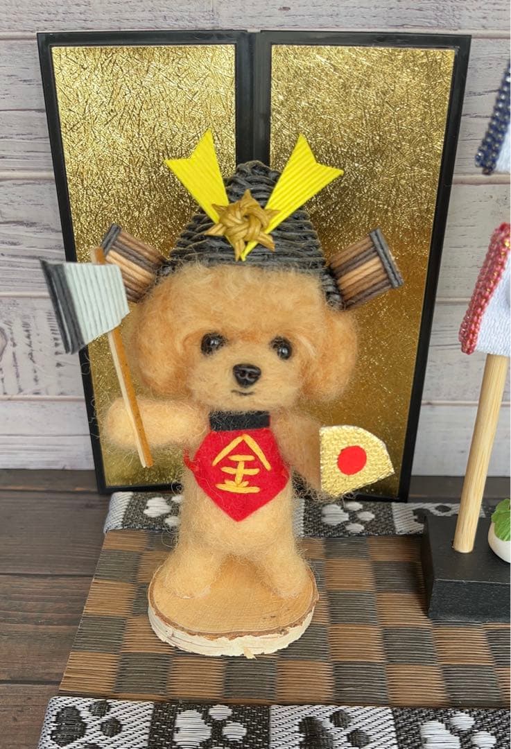 羊毛フェルト　トイプードル金太郎  端午の節句飾り