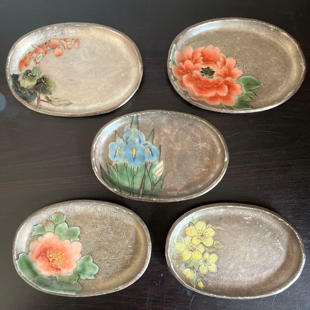 希少⭐︎ 陶あん窯　京焼　銀彩　銘々皿　5枚セット