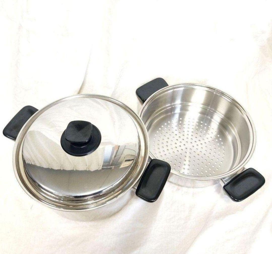 ビタクラフト ウルトラ 両手鍋深型 4L 9204 と蒸し器付き@