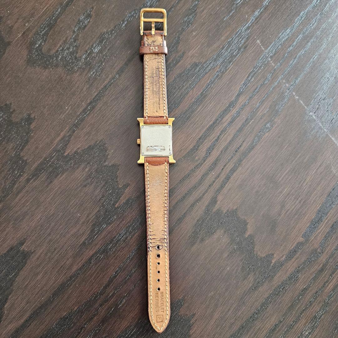 N*す様 【稼働品】HERMES Hウォッチ ゴールド×ブラウン