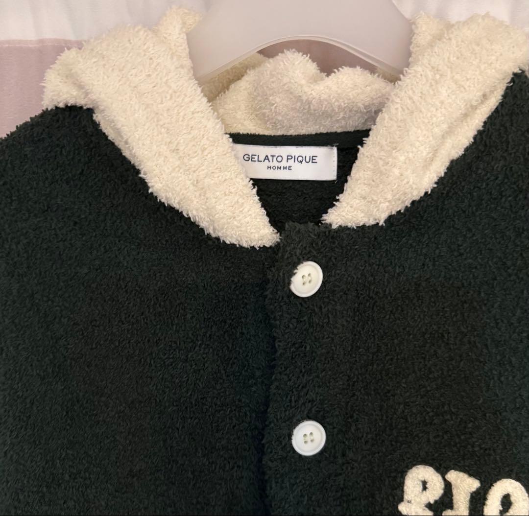 ジェラートピケ フレンチブルドッグ カーディガンパーカー グリーン