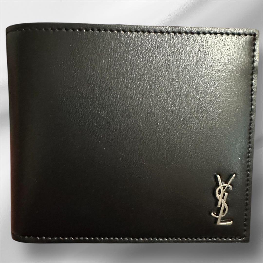 【新品未使用】SAINT LAURENT 二つ折り財布 ブラックレザー
