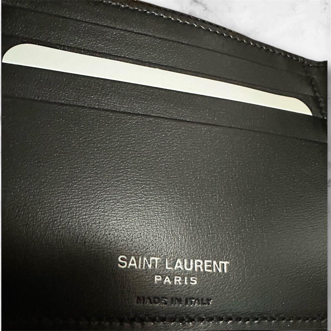 【新品未使用】SAINT LAURENT 二つ折り財布 ブラックレザー