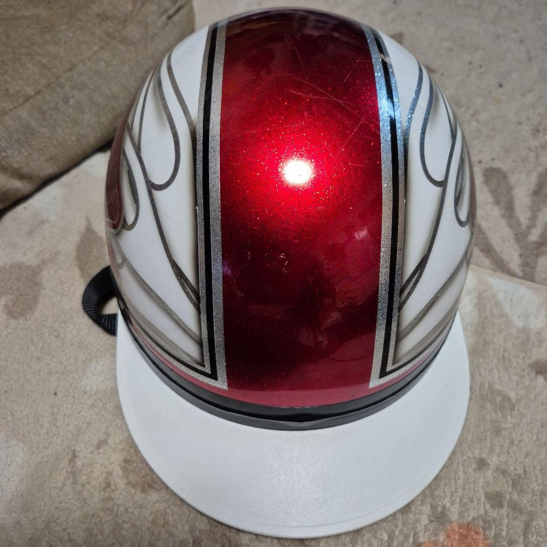 コルク半　HONDA 半帽ヘルメット ホワイト・レッド　送料込み