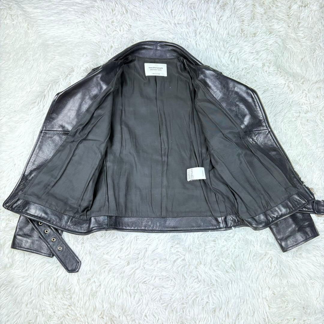 【極美品】ビューティフルピープル　ダブルライダース　160 L相当　羊革　黒