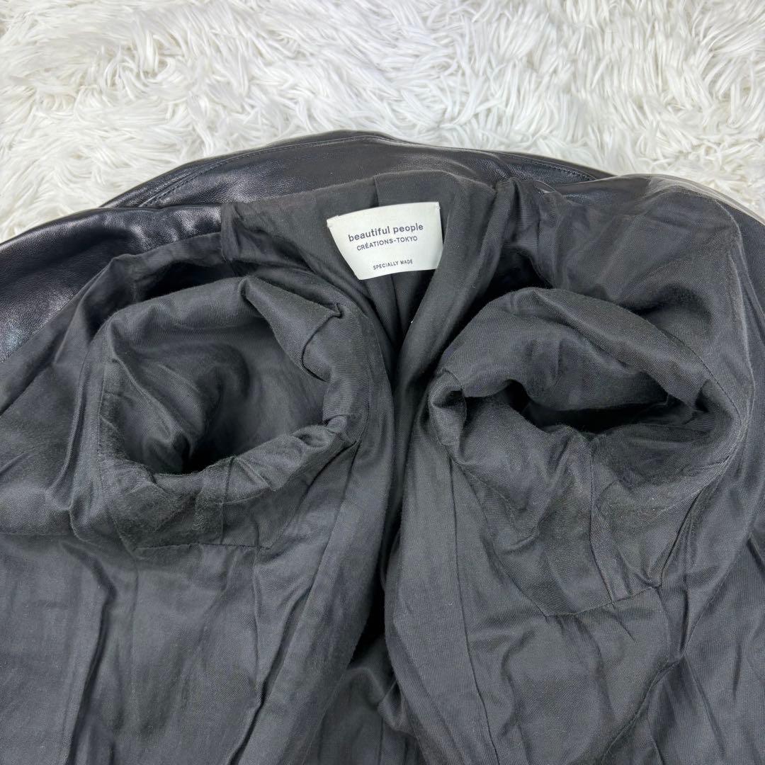 【極美品】ビューティフルピープル　ダブルライダース　160 L相当　羊革　黒