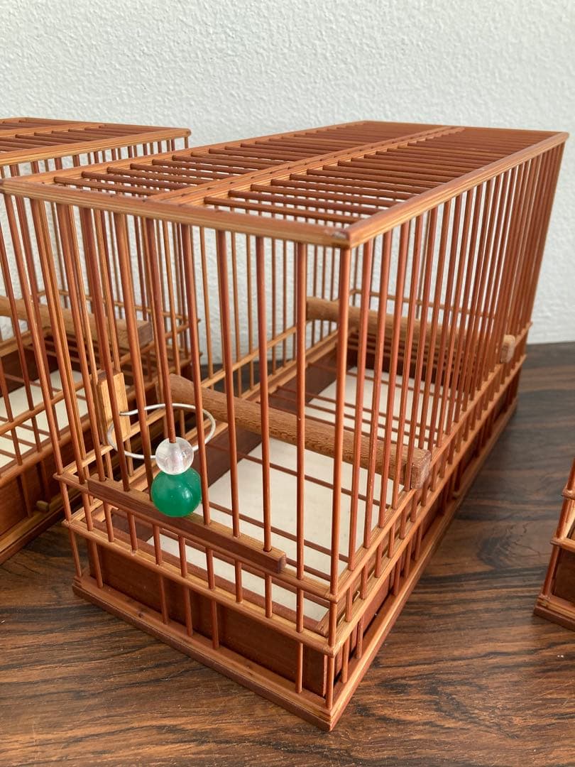 新品未使用品　竹細工　メジロ籠　鳥籠　屋久杉　寝かせ箱　セット