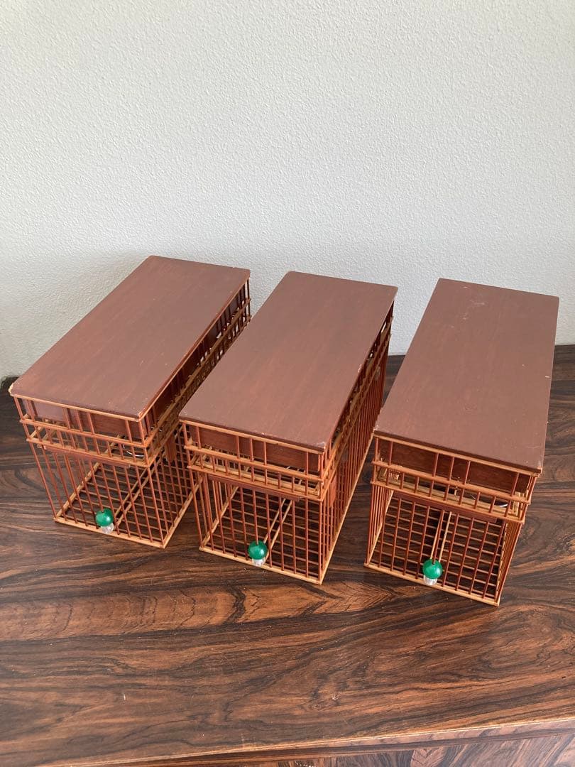 新品未使用品　竹細工　メジロ籠　鳥籠　屋久杉　寝かせ箱　セット