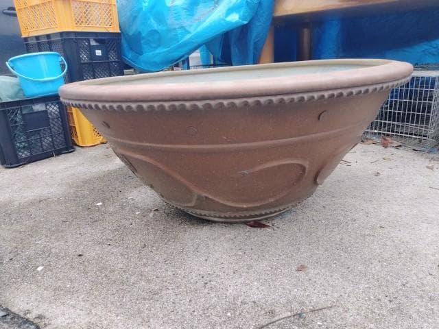 巨大水鉢　91x39cm　上縁4.5底径38cm　35kgぐらい　簡易ビオトープ