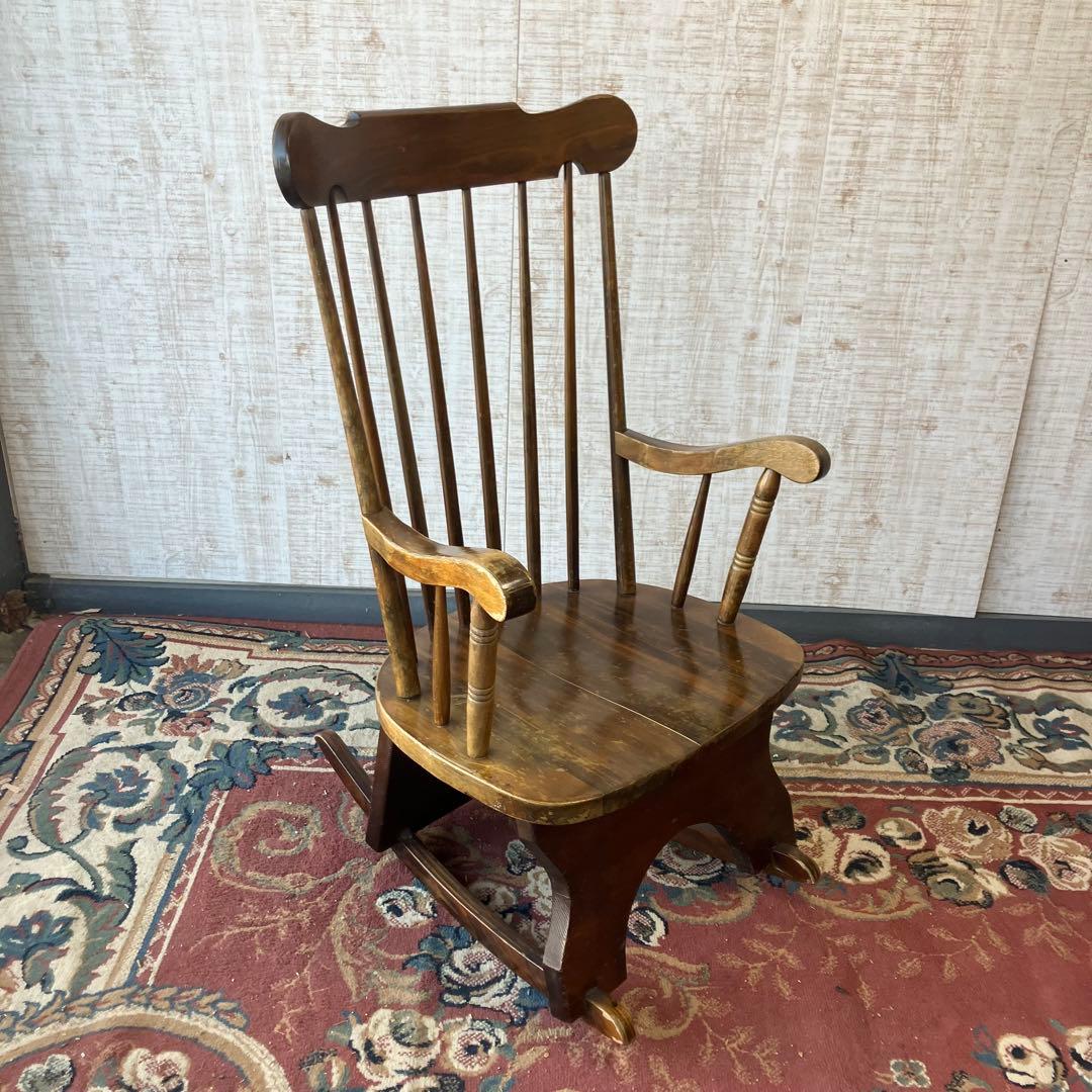 昭和レトロ 木製 ロッキングチェア アームチェア 古道具 古家具 ビンテージ