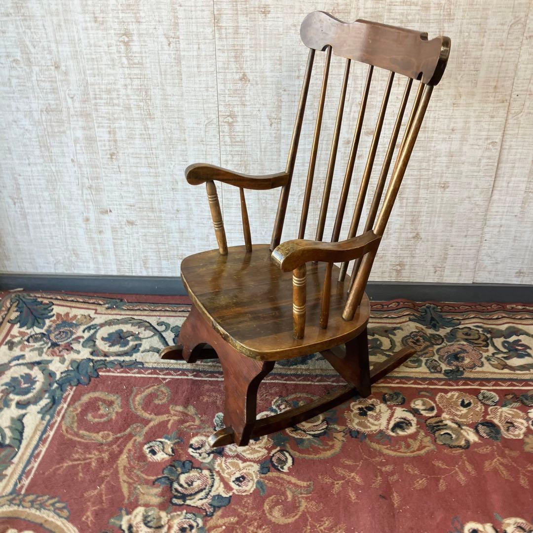 昭和レトロ 木製 ロッキングチェア アームチェア 古道具 古家具 ビンテージ