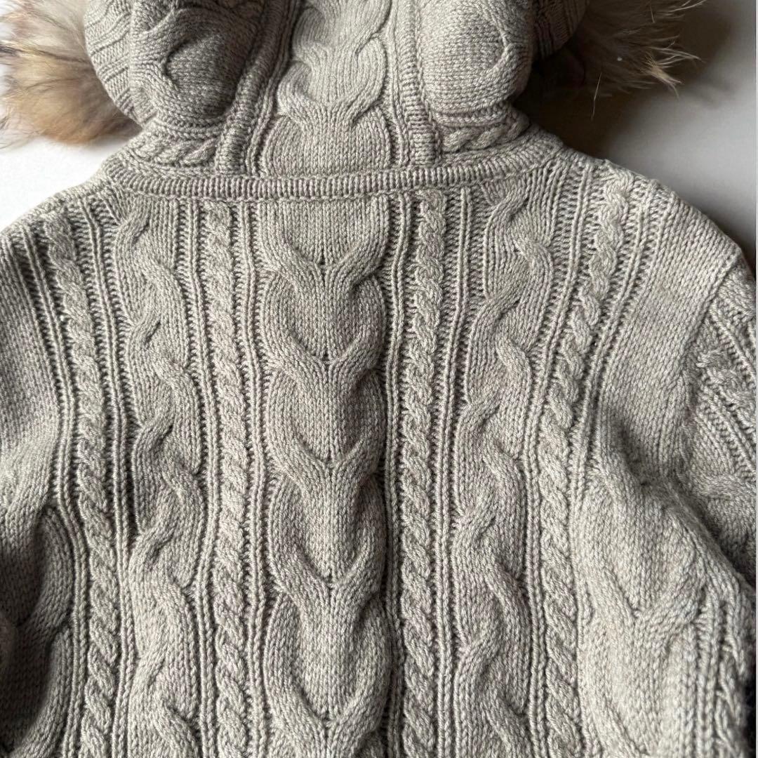 バーバリーブルーレーベル 38 ダッフル コート ケーブル ニット　ファー付