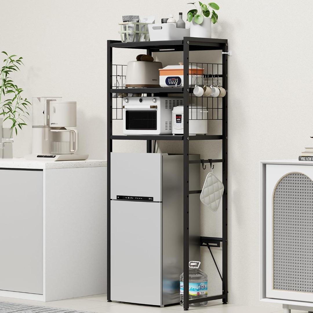 ✨早い者勝ち✨ゴミ箱上ラック 冷蔵庫上 幅50～80cm伸縮可・2口コンセント付