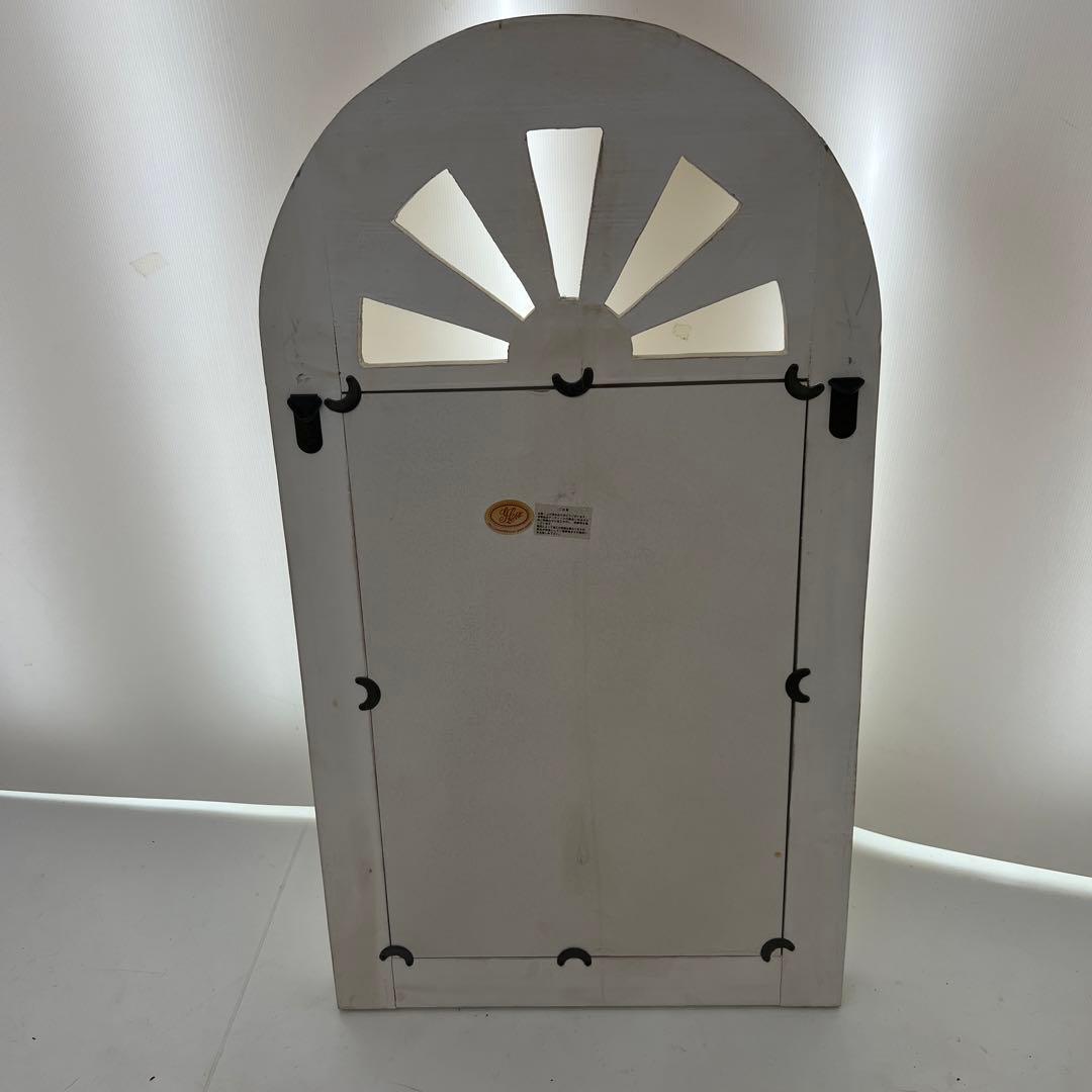 鏡　アンティーク風　ミラー　壁掛け　立てかけ　白　木製