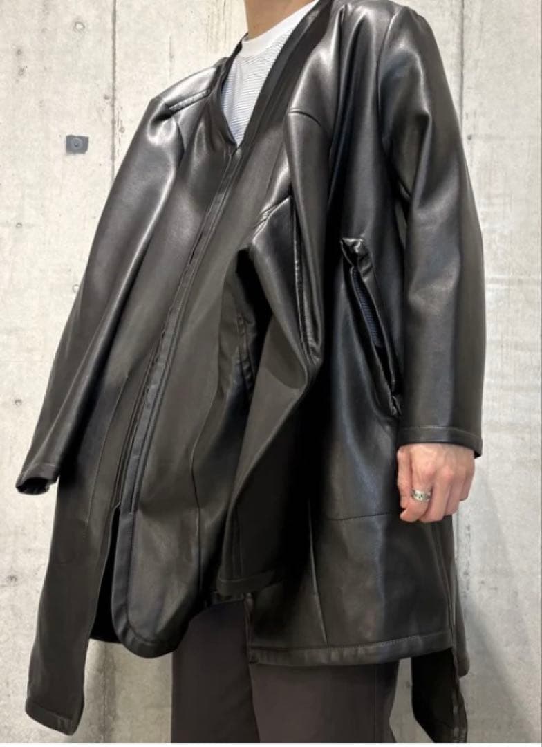 新品 コムデギャルソン コート 4本袖 フェイクレザー 本ライン 川久保玲 希少