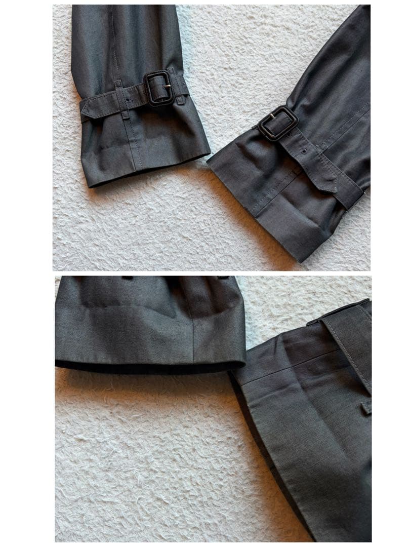 【美品】バーバリーロンドン トレンチコート ダブル 裏地ノバチェック グレー L