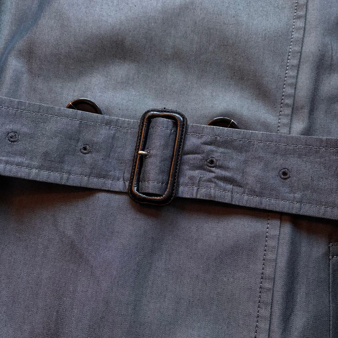 【美品】バーバリーロンドン トレンチコート ダブル 裏地ノバチェック グレー L