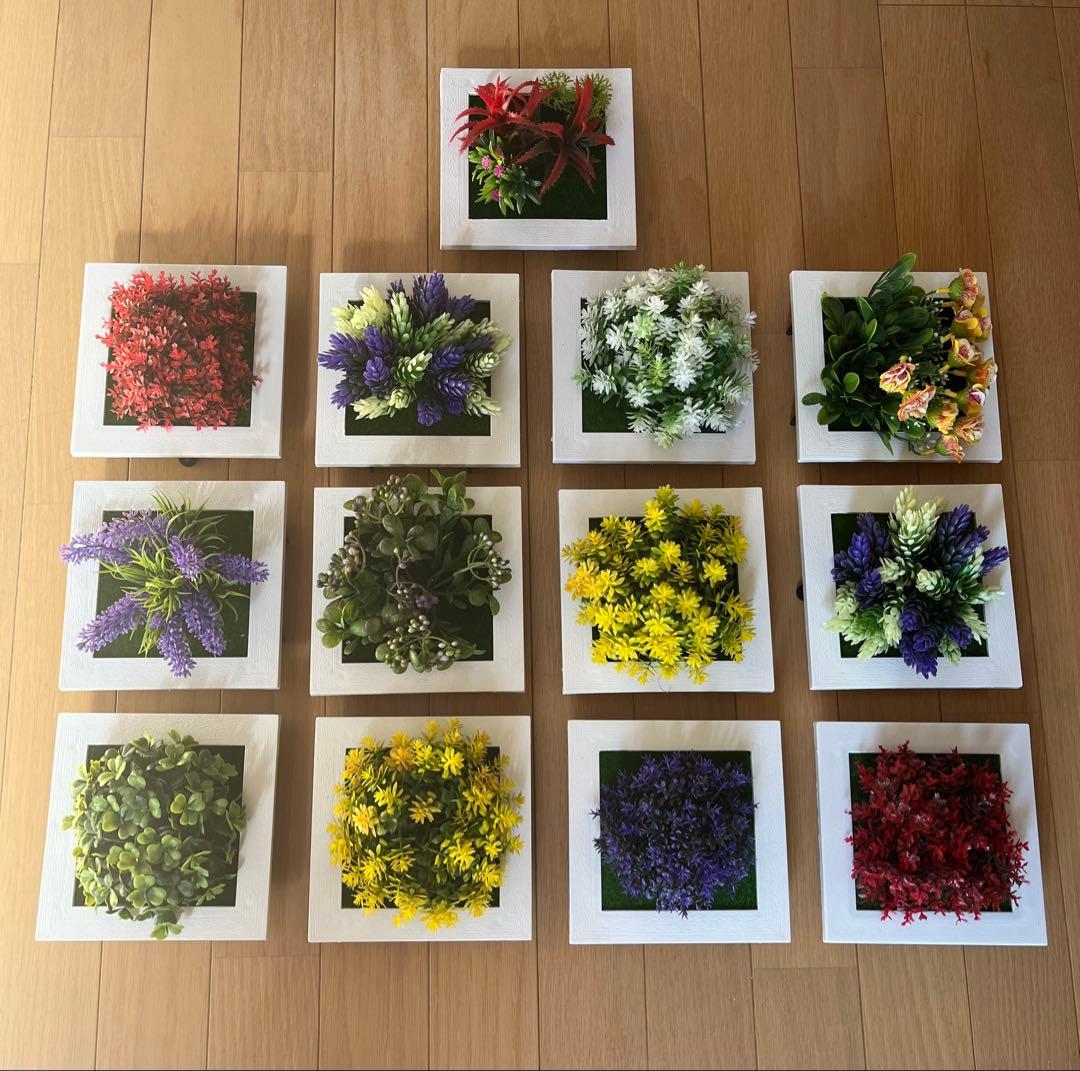 ウォールグリーン 13個セット – 壁掛けフェイクグリーン（ミニ人工観葉植物）