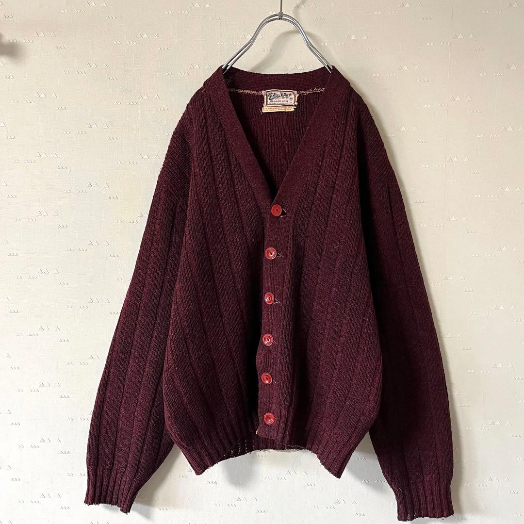 希少 USA製 古着 60s ブレントウッド ミックスカラー カーディガン