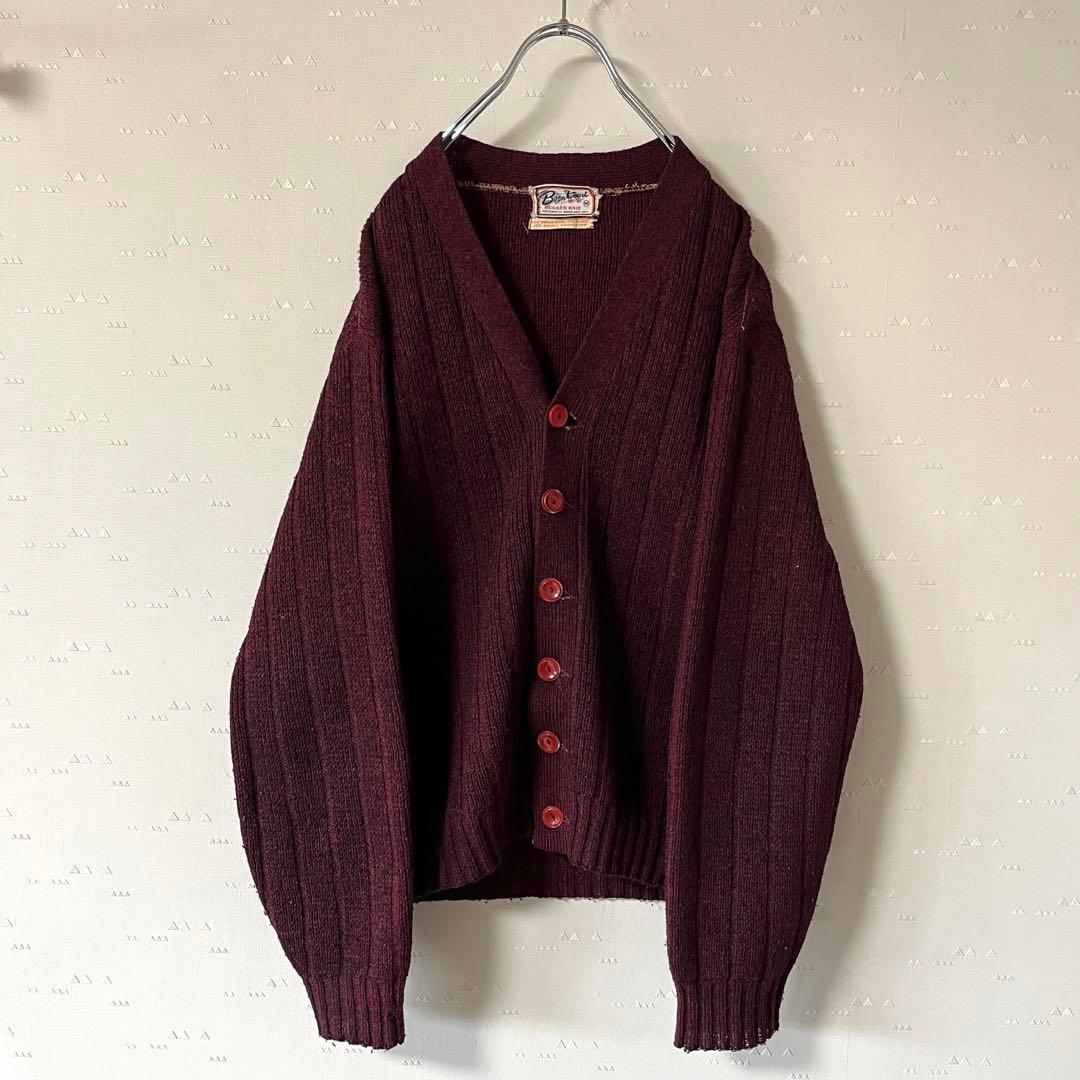 希少 USA製 古着 60s ブレントウッド ミックスカラー カーディガン