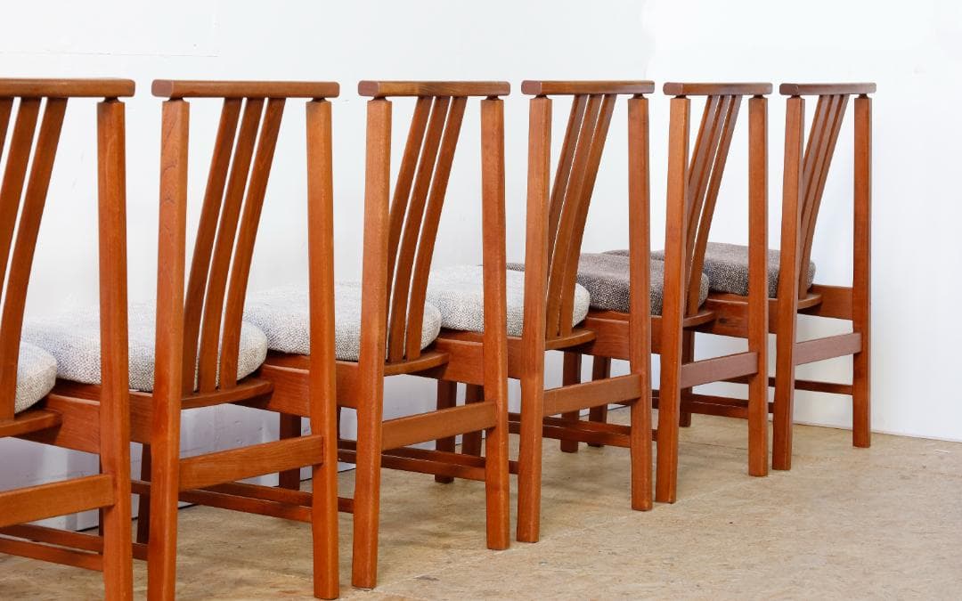 ヴィンテージ チーク無垢材 ハイバックダイニングチェア 1脚分_