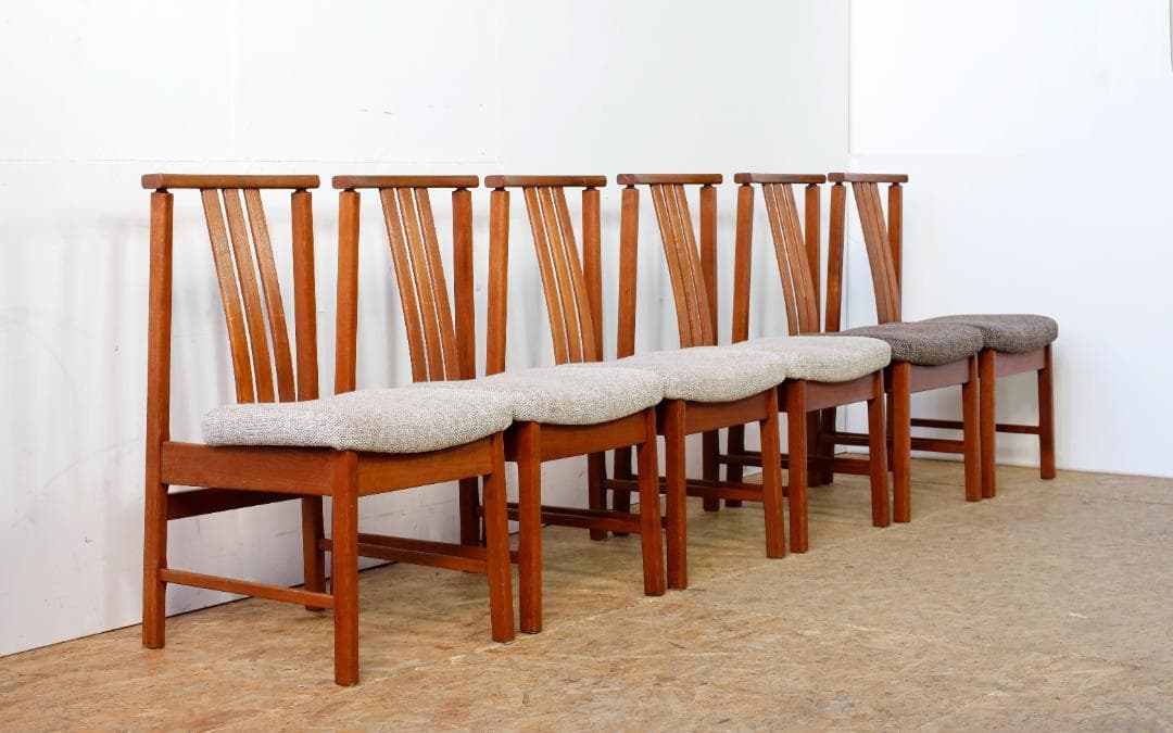 ヴィンテージ チーク無垢材 ハイバックダイニングチェア 1脚分_