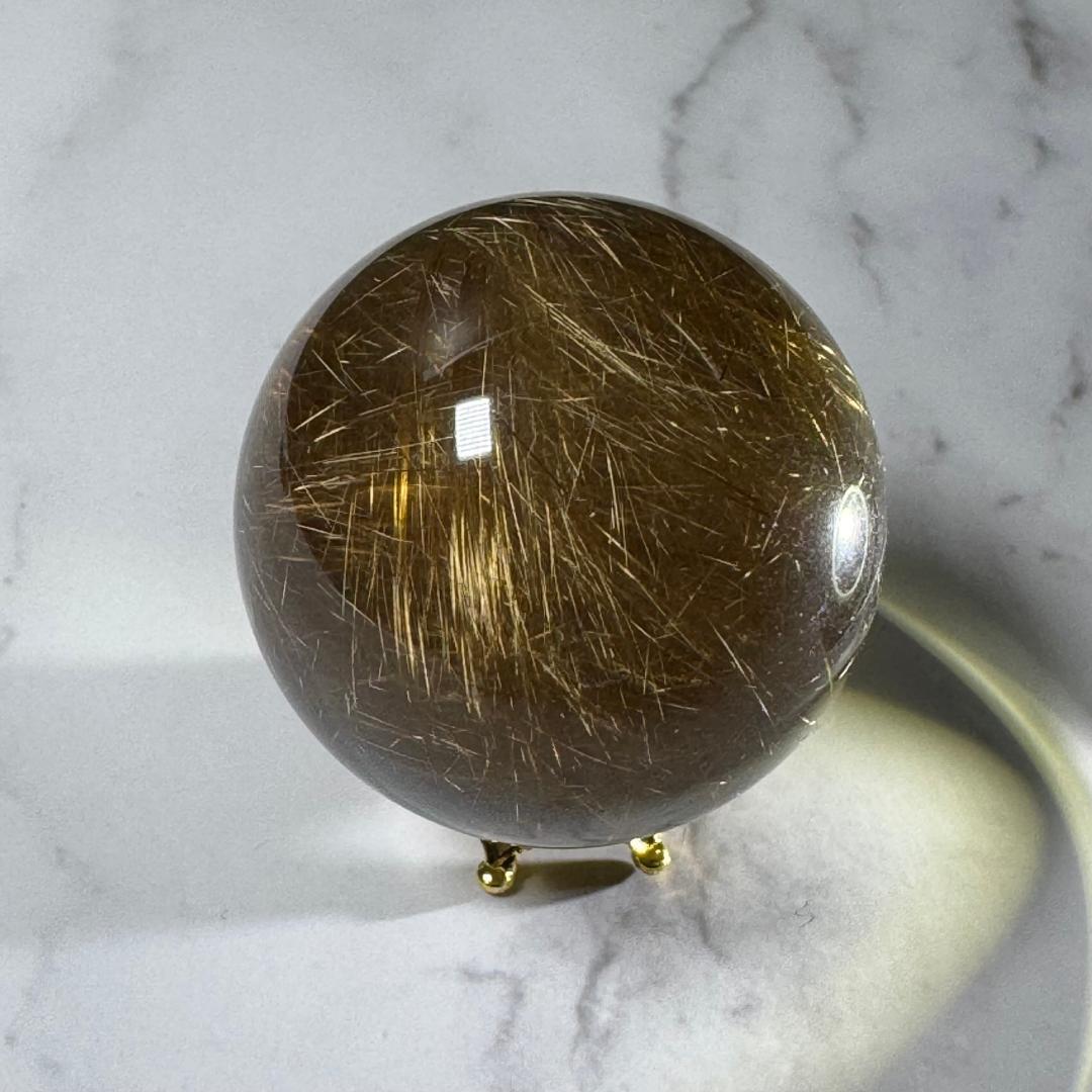 金運アップ◇ゴールドルチルクォーツ◇丸玉　約40.2㎜