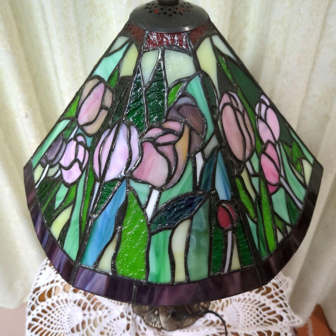 ハンドメイド ステンドグラス　ティファニーランプ　チューリップ