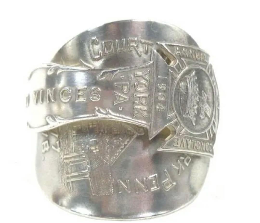 USA製アンティーク1900年代初頭フリーメイソン銀製スプーンリング指輪