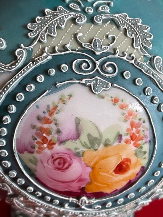 オールドノリタケ　盛り上げ取手付花生