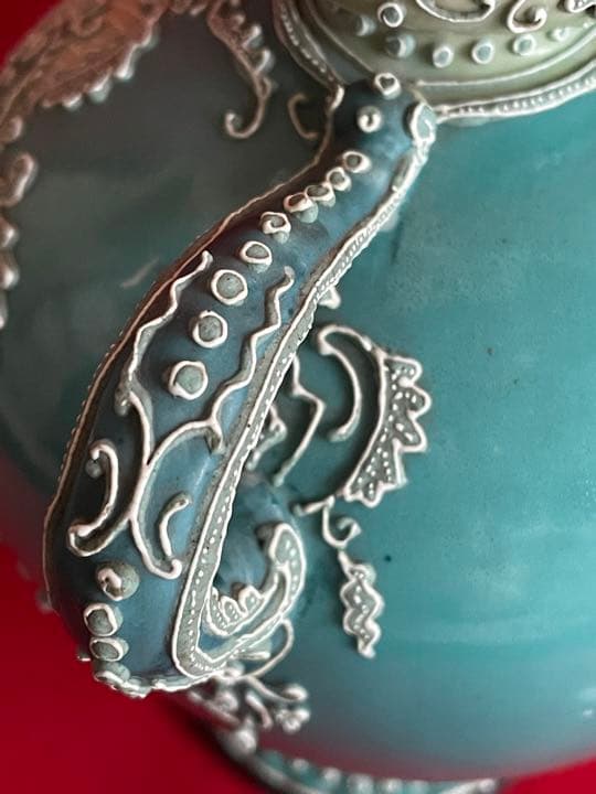 オールドノリタケ　盛り上げ取手付花生