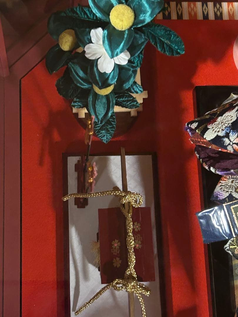 東大阪引き取り可　久月 雛人形セット ピンク枠ガラスケース入