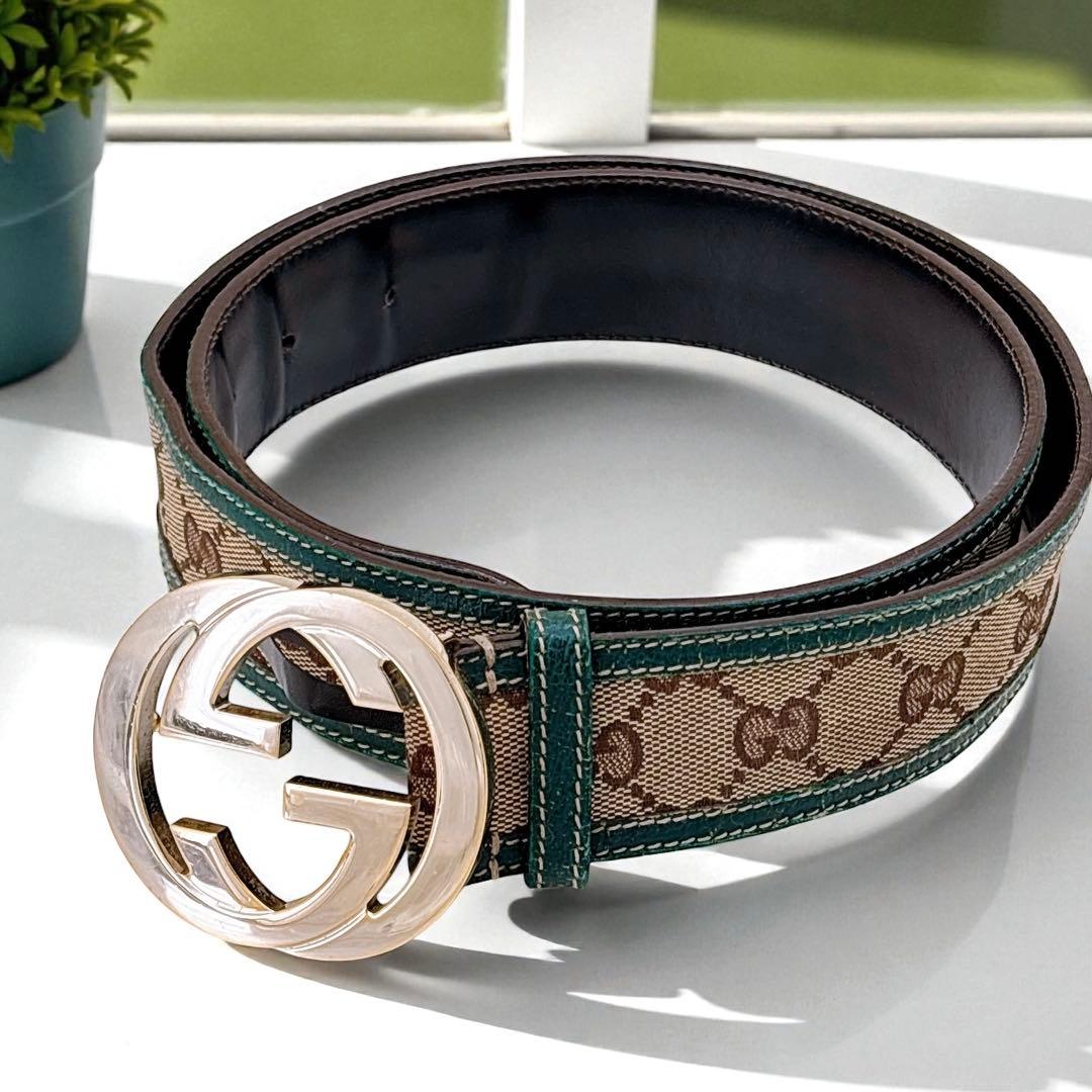 グッチ GUCCI インターロッキングG ベルト GGキャンバス 114876