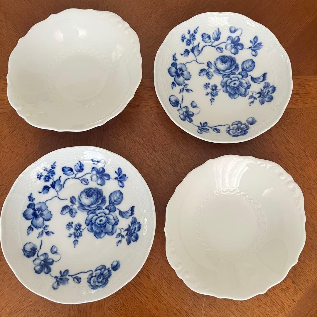 【美品】リチャードジノリ★ブルー＆ホワイト★ラウンドディッシュ　4枚