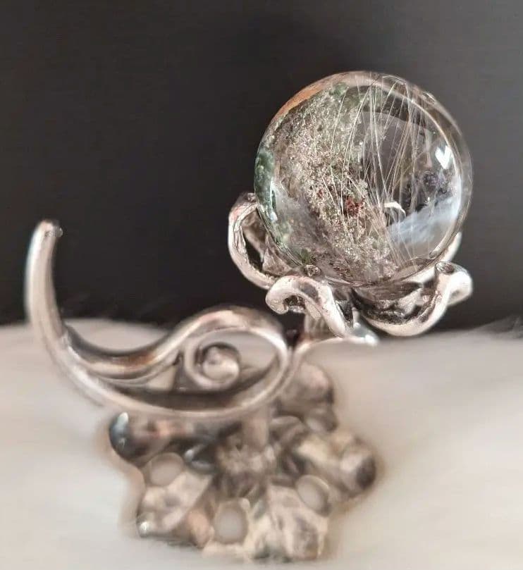 ★天然石★最強金運ガーデンルチルスフィア(台座付き)