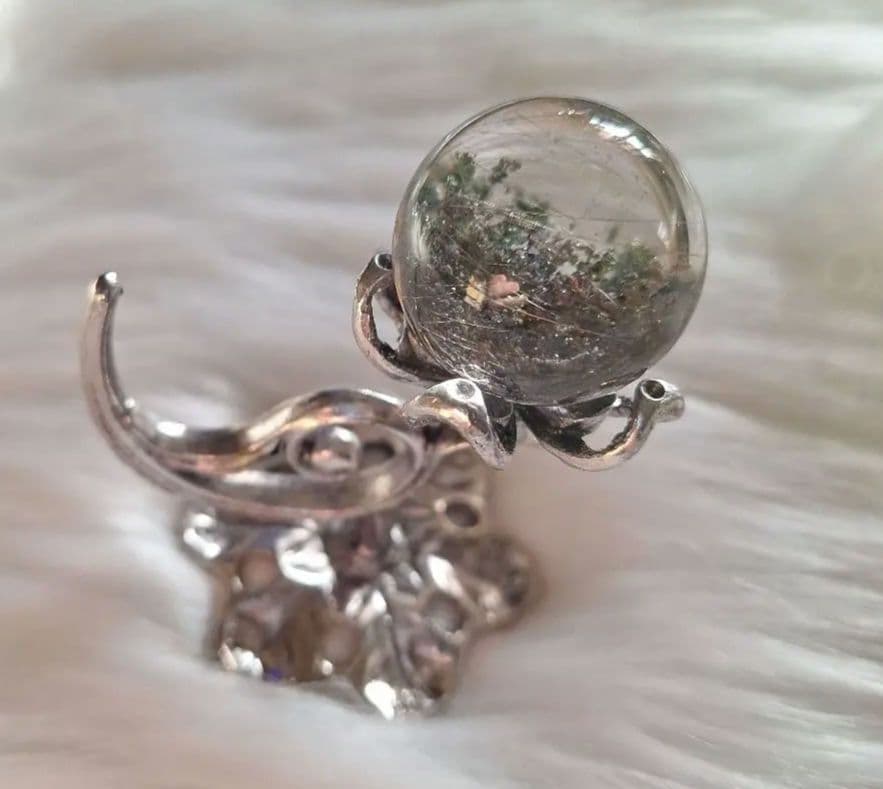 ★天然石★最強金運ガーデンルチルスフィア(台座付き)