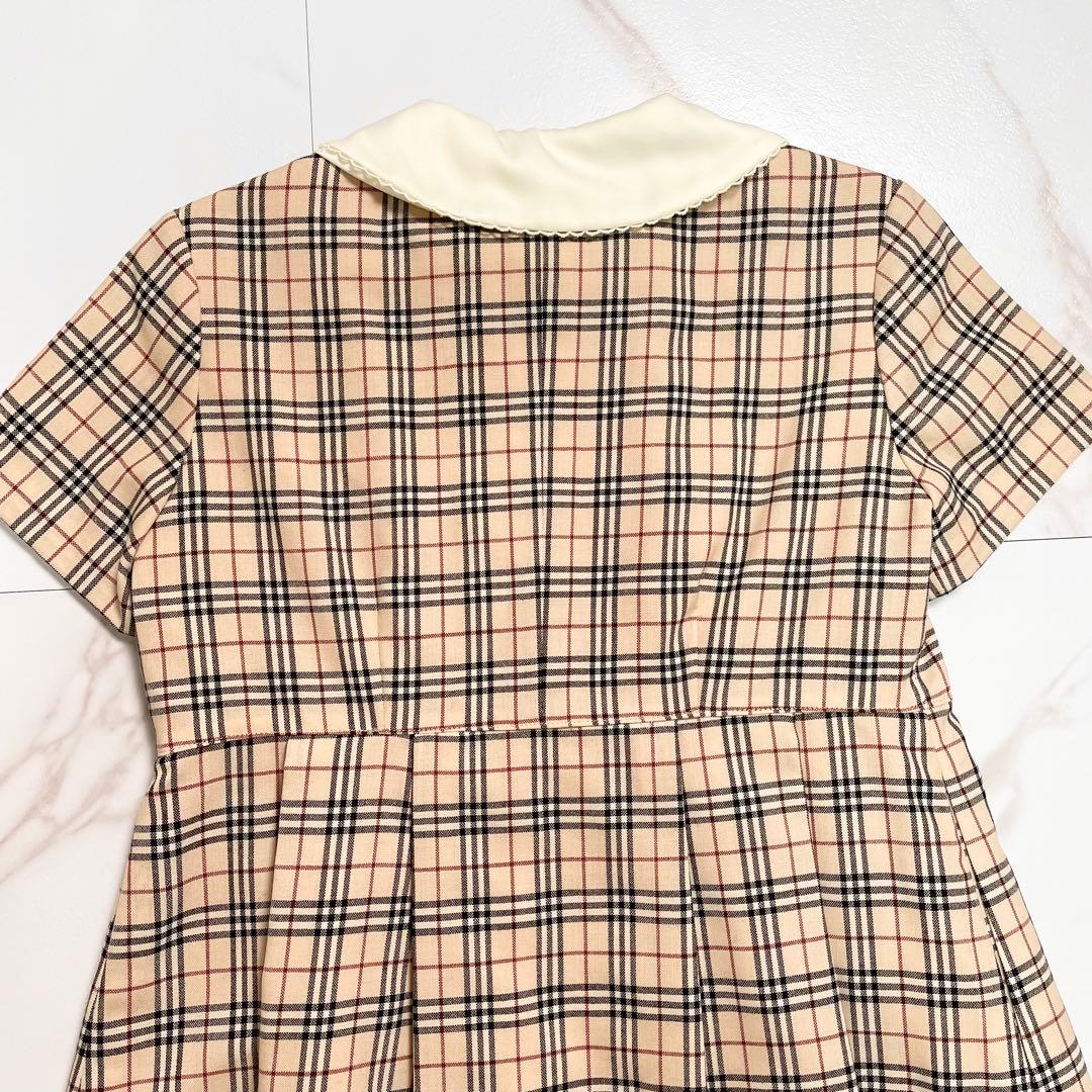 美品✨ BURBERRY ワンピース ノバチェック 白襟 金ボタン 130