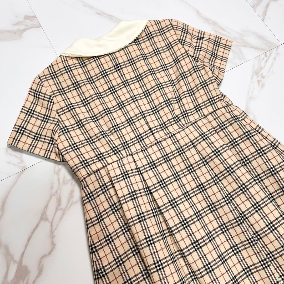 美品✨ BURBERRY ワンピース ノバチェック 白襟 金ボタン 130