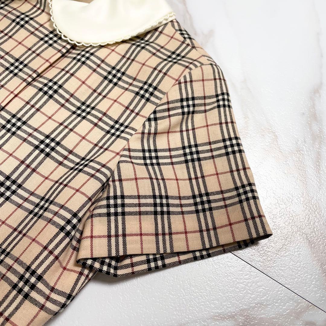 美品✨ BURBERRY ワンピース ノバチェック 白襟 金ボタン 130