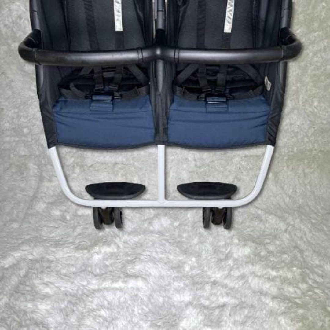 【送料無料】ココロンツイン ダブルベビーカー ネイビー　双子　美品　濃紺