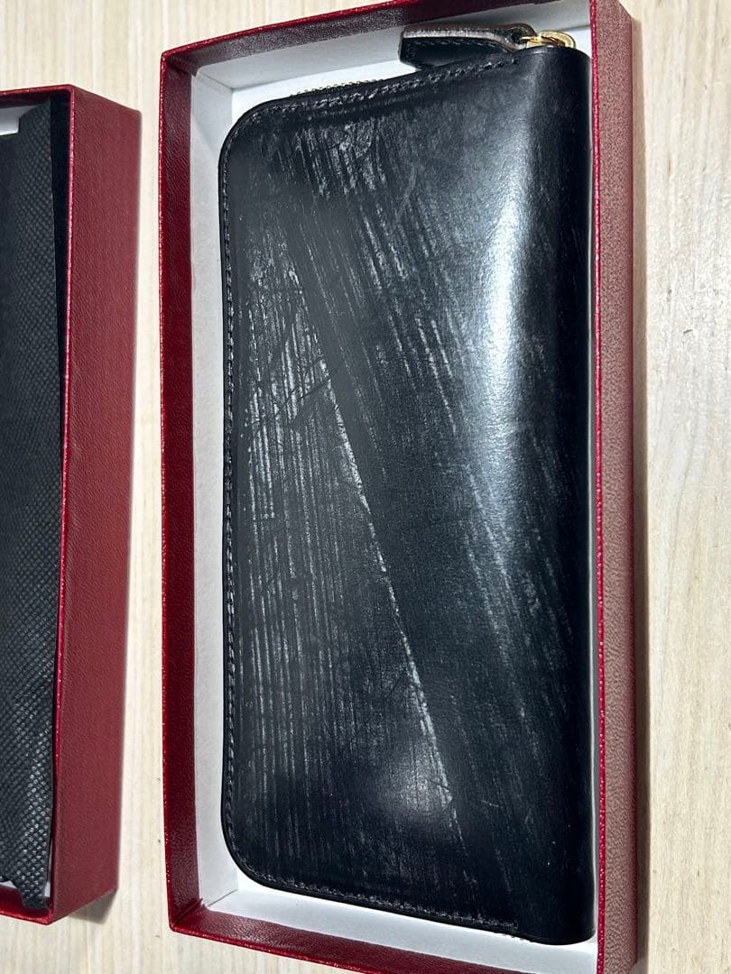 新進工房　極小長財布　ブライドルレザー　バタール　　ブラック