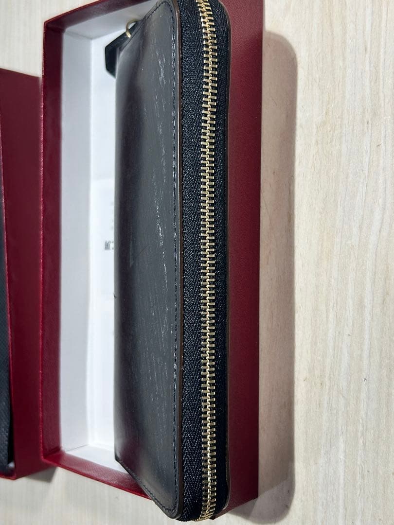 新進工房　極小長財布　ブライドルレザー　バタール　　ブラック