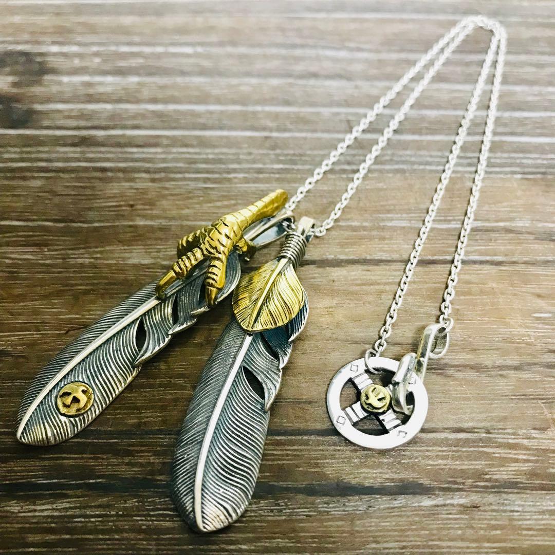 [期間限定] silver925 金爪フェザー 上金ハートフェザー ネックレス