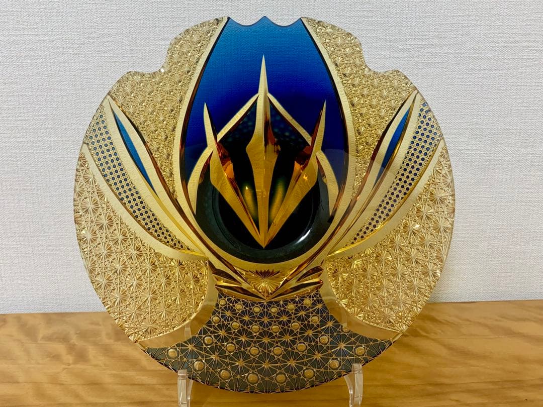 d*7様 江戸切子　伝統工芸士　但野英芳作　「兜」 飾り皿