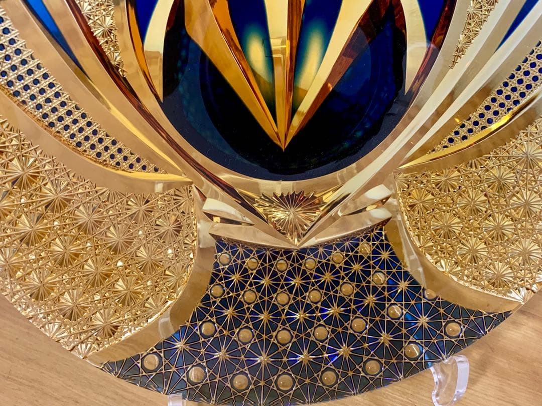 d*7様 江戸切子　伝統工芸士　但野英芳作　「兜」 飾り皿