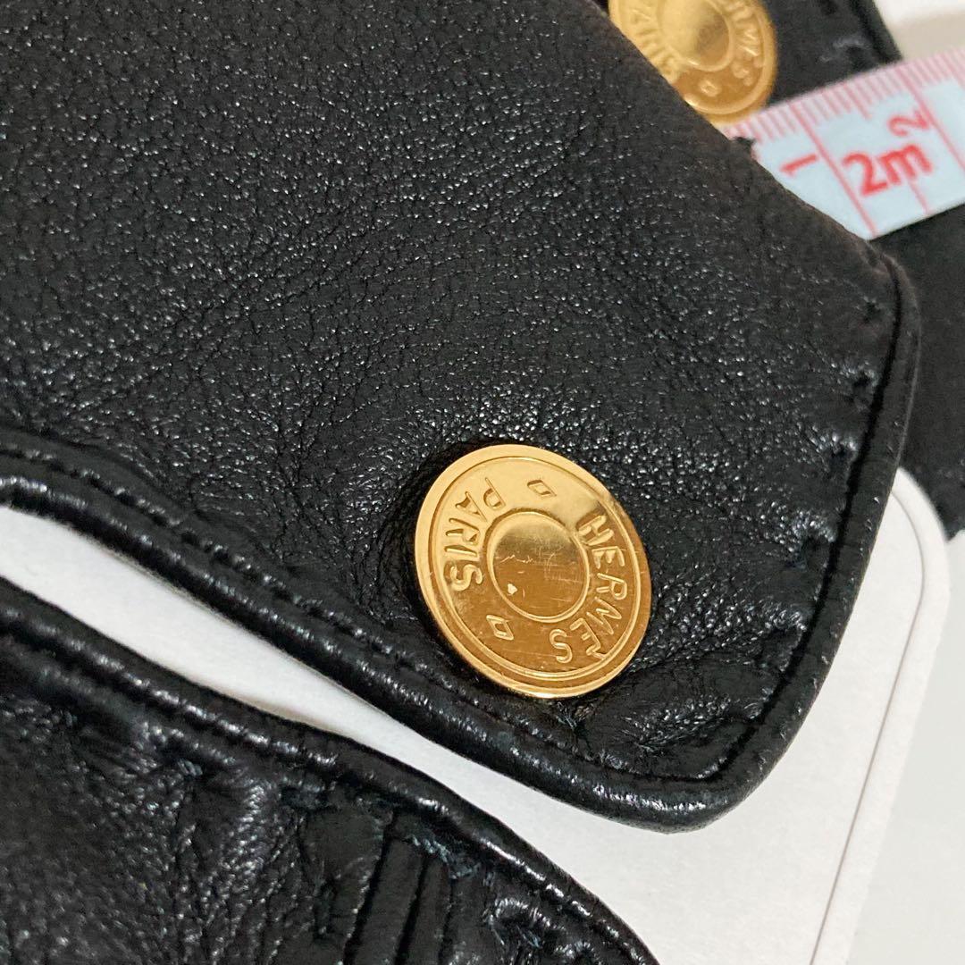 エルメス　HERMES　ラムスキン　セリエボタン　グローブ　ブラック　サイズ9